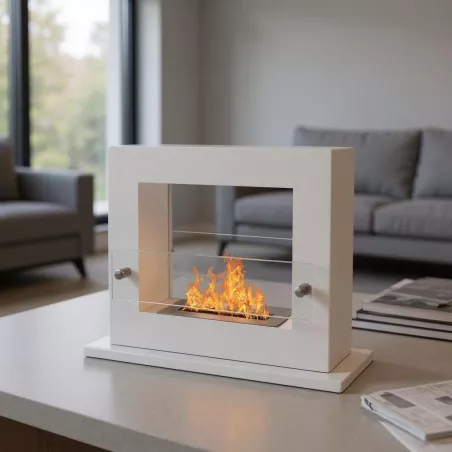 Cheminée mobile bio ethanol Zenith Smart noire mat Couleur Blanc