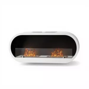 Comète White 2-Burner Wall-Mounted Fireplace