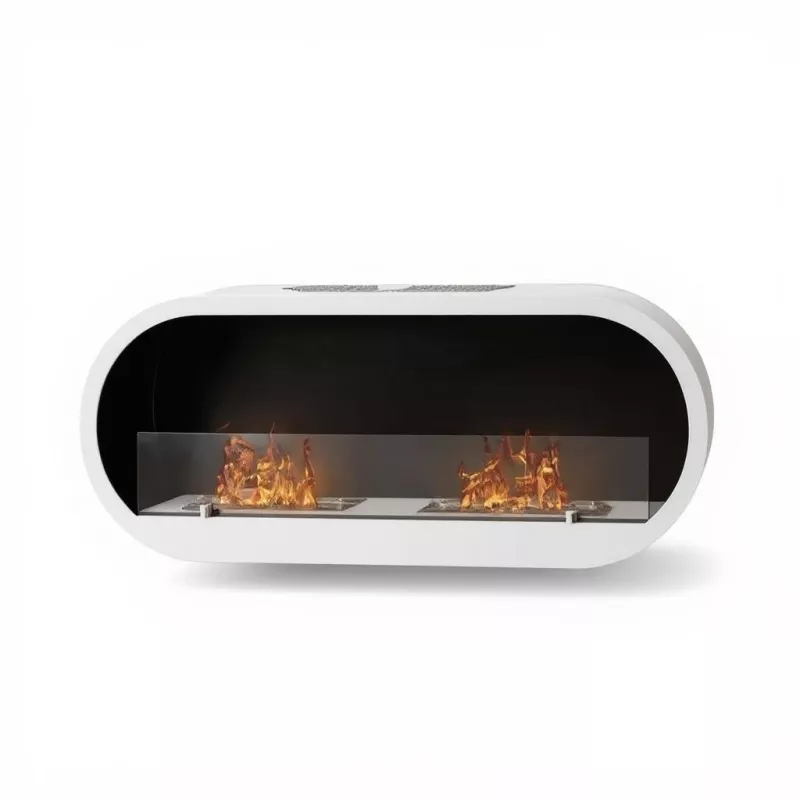 Comète White 2-Burner Wall-Mounted Fireplace Colour White