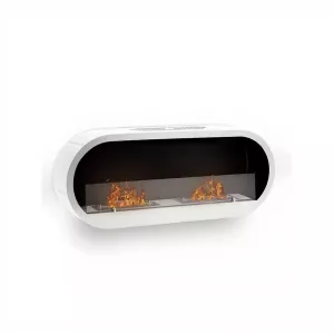 Comète White 2-Burner Wall-Mounted Fireplace