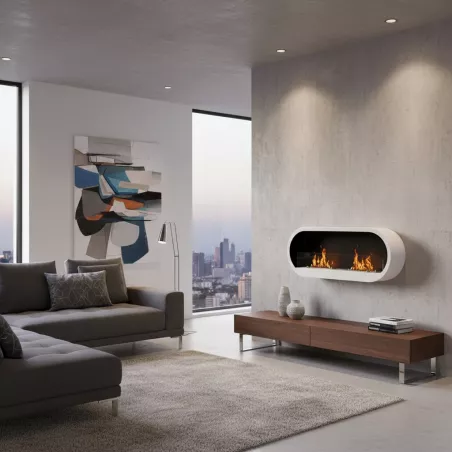 Cheminée murale 2 brûleurs blanche Comète Couleur Blanc