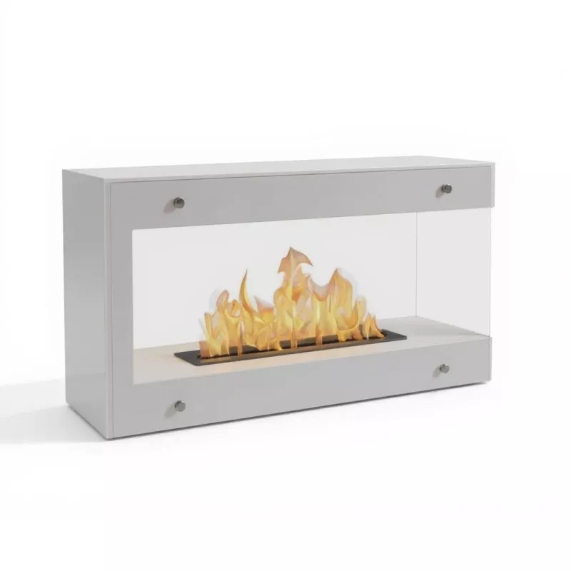Torino Grande, cheminée éthanol 2 bruleurs Couleur Blanc Brillant