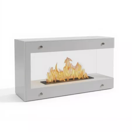 Torino Grande, cheminée éthanol 2 bruleurs Couleur Blanc Brillant