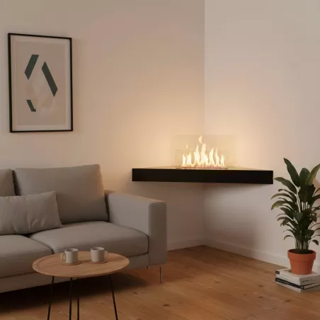 Anglo 3 kW Wall-Mounted Corner Bioethanol Fireplace Colour Brushed stainless steel