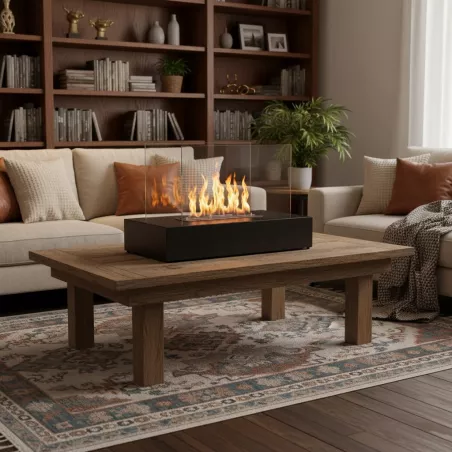 Lena Freestanding Ethanol Fireplace, 80x40x45 cm Colour Black