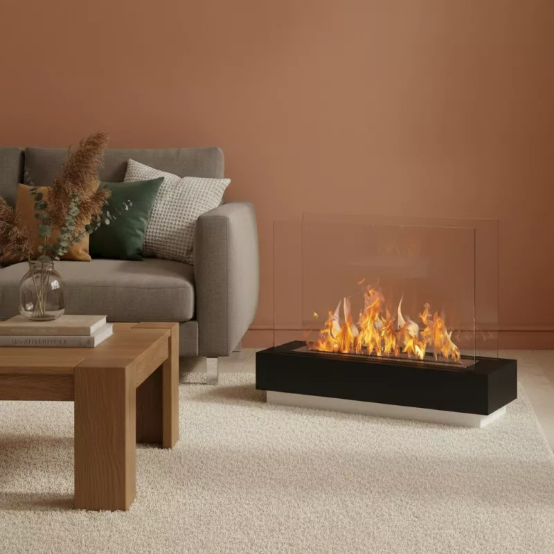 Cheminee ethanol bicolore Clara à 2 bruleurs Couleur Noir