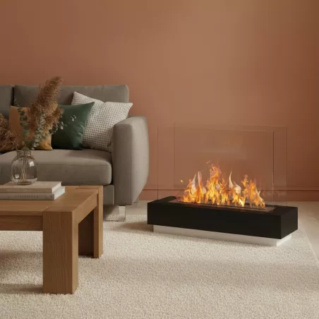 Cheminee ethanol bicolore Clara à 2 bruleurs Couleur Noir