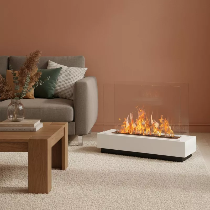 Cheminee ethanol bicolore Clara à 2 bruleurs Cheminee ethanol bicolore Clara à 2 bruleurs