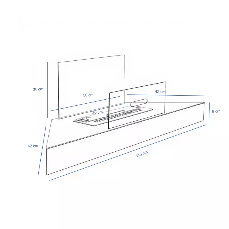 Foyer bioethanol mural d'angle Anglo 3 kW Couleur Inox brossé