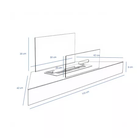 Foyer bioethanol mural d'angle Anglo 3 kW Couleur Inox brossé