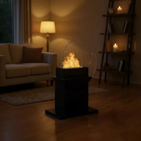 Cheminée bio éthanol sur pied Fluvia Couleur Noir