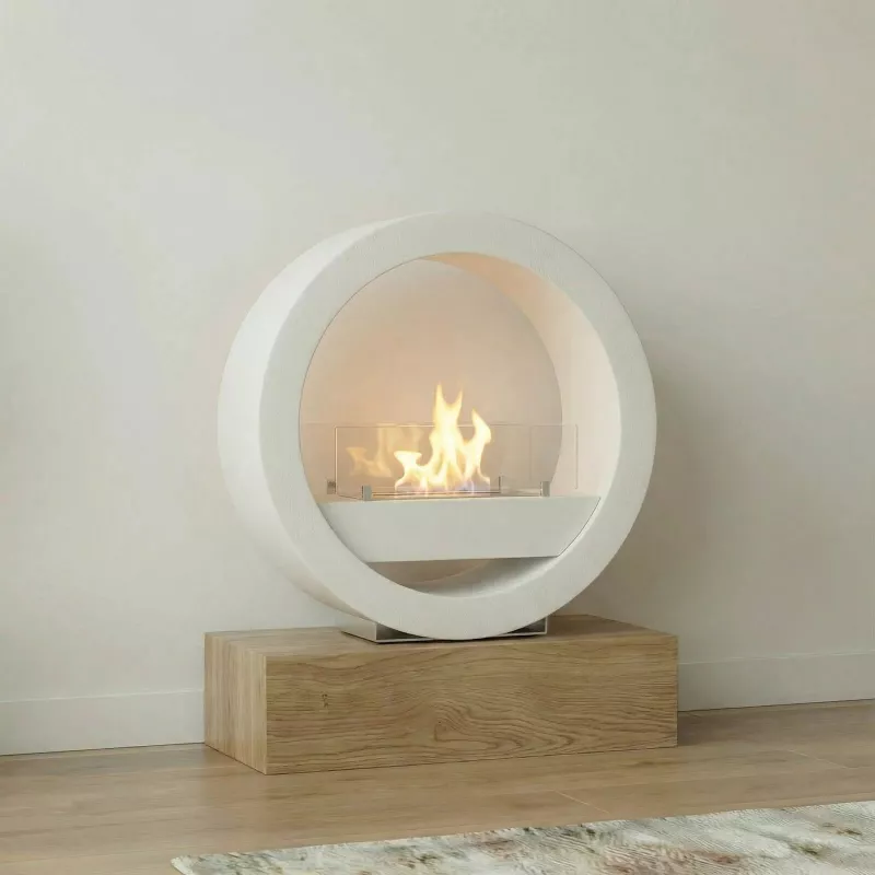 Cheminée bioéthanol ronde Izoa à poser Couleur Blanc