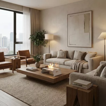 Cheminée de table design Diagonal Couleur Blanc