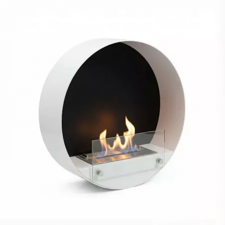 Cheminée bio ronde murale Couleur Blanc