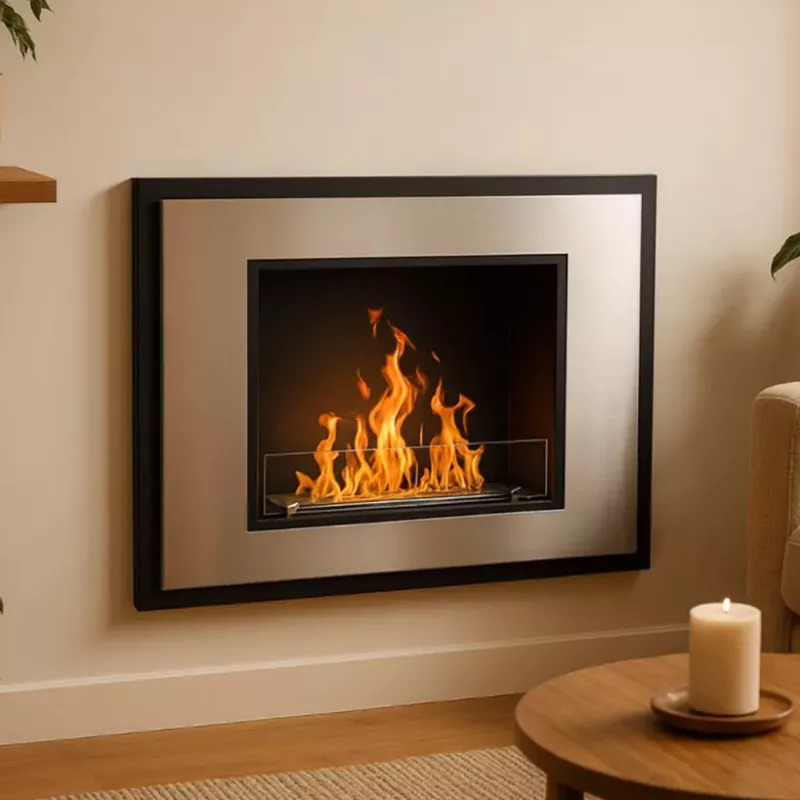 Cheminée murale inox brossé Insignal 3kW Couleur Inox brossé Option Vitre pare feu