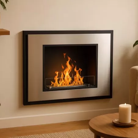 Cheminée murale inox brossé Insignal 3kW Couleur Inox brossé Option Vitre pare feu