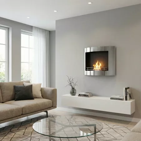 Bio wall fireplace Sotchi 2 kW Colour Brushed stainless steel