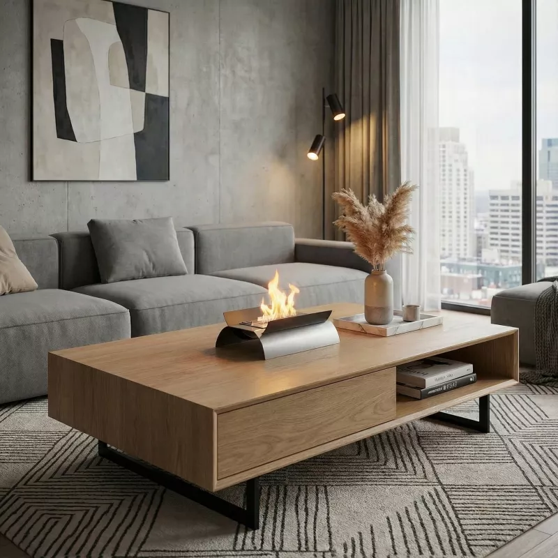 Accadia ethanol table fireplace Colour Brushed stainless steel