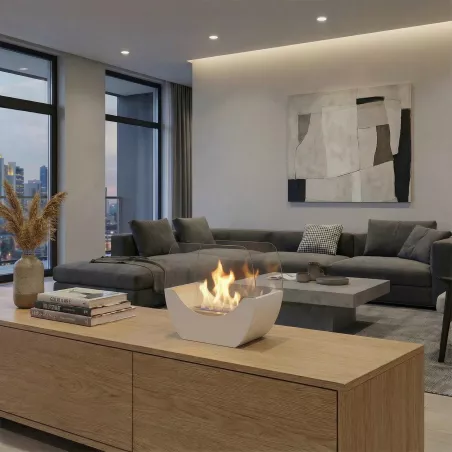 Mini cheminée bio éthanol Chloé Couleur Blanc