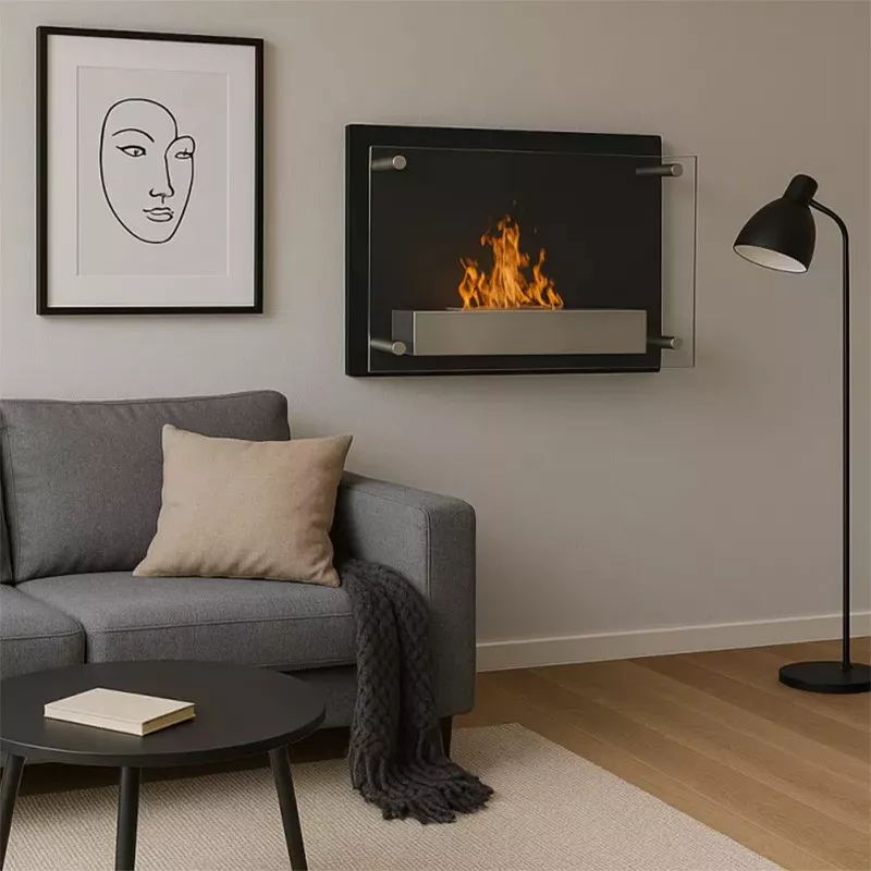 Cheminée murale éthanol Como 2.7 kW Couleur Noir