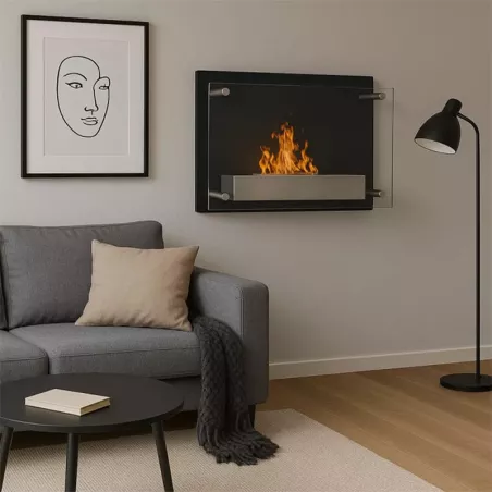 Cheminée murale éthanol Como 2.7 kW Couleur Noir