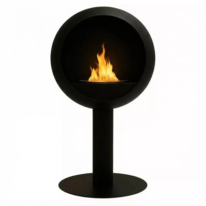 Cheminée éthanol Voltenova – Poêle rond à poser, fermé d'un côté