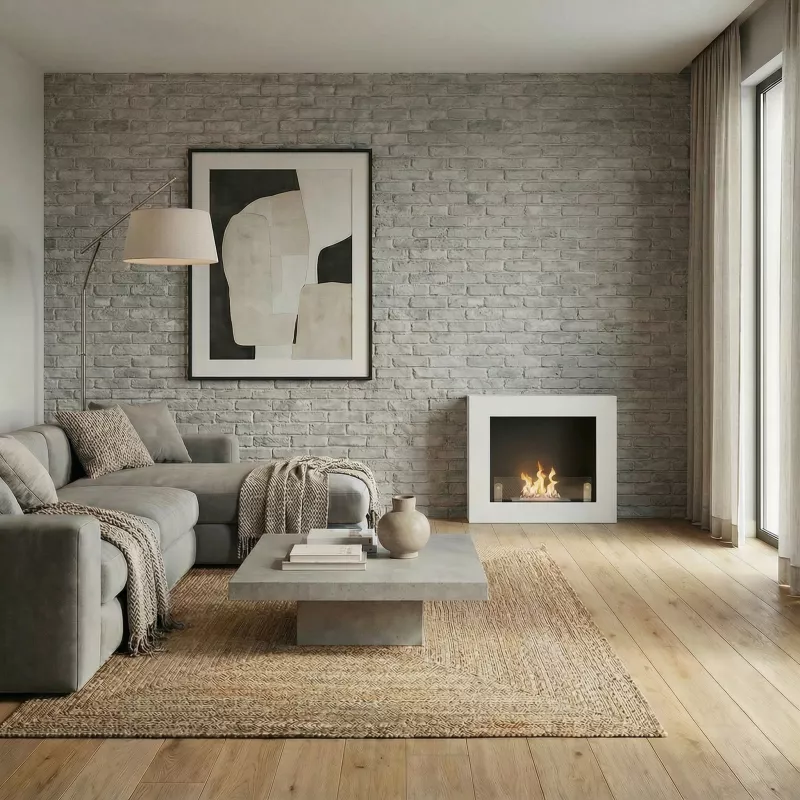 Foyer mural carré bio ethanol Brescia Couleur Blanc