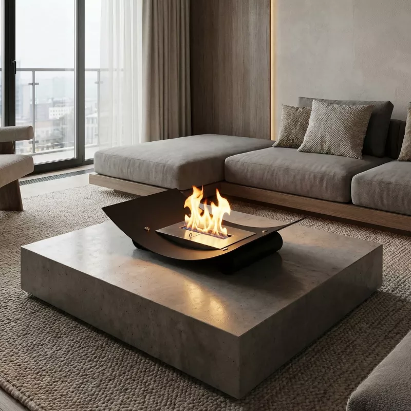 Chauffage d'appoint nomade à éthanol Plate Couleur Noir