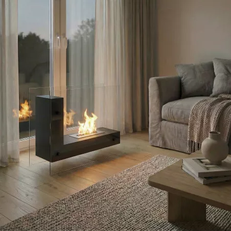 Chauffage d'appoint éthanol Luna à poser au sol Couleur Noir Brûleur 1.5L/2.7kW