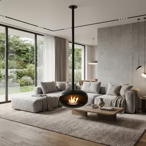 Cheminée éthanol Marbella suspendue – Forme ovoïde