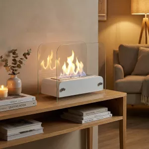 Foyer de table Toast, petite cheminée éthanol à poser