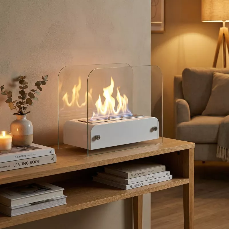 Foyer de table Toast, petite cheminée éthanol à poser