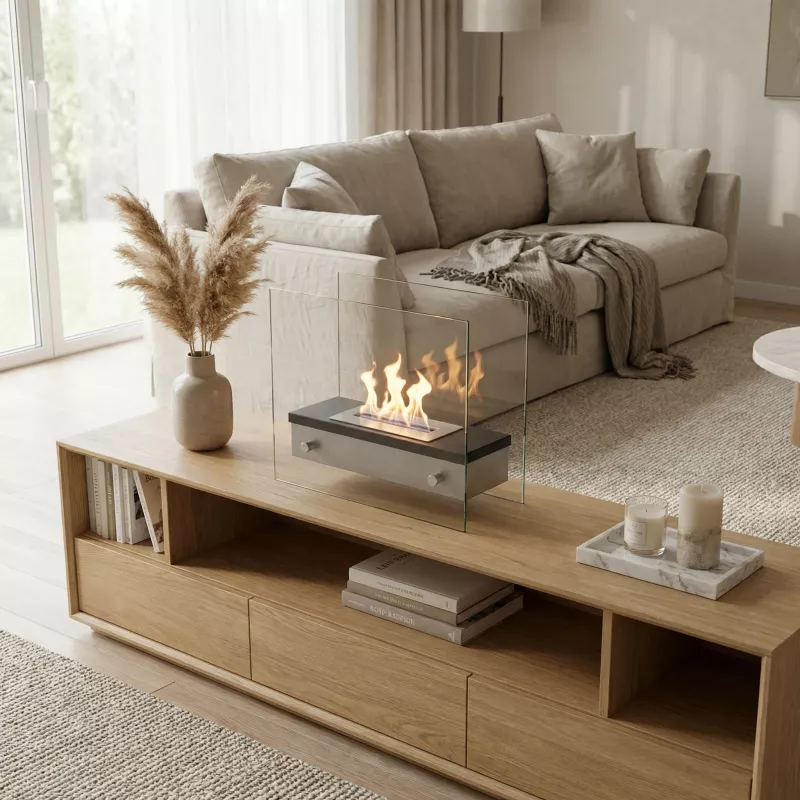 Foyer nomade à poser au bio-éthanol Palma, 2.7 kW Couleur Inox brossé