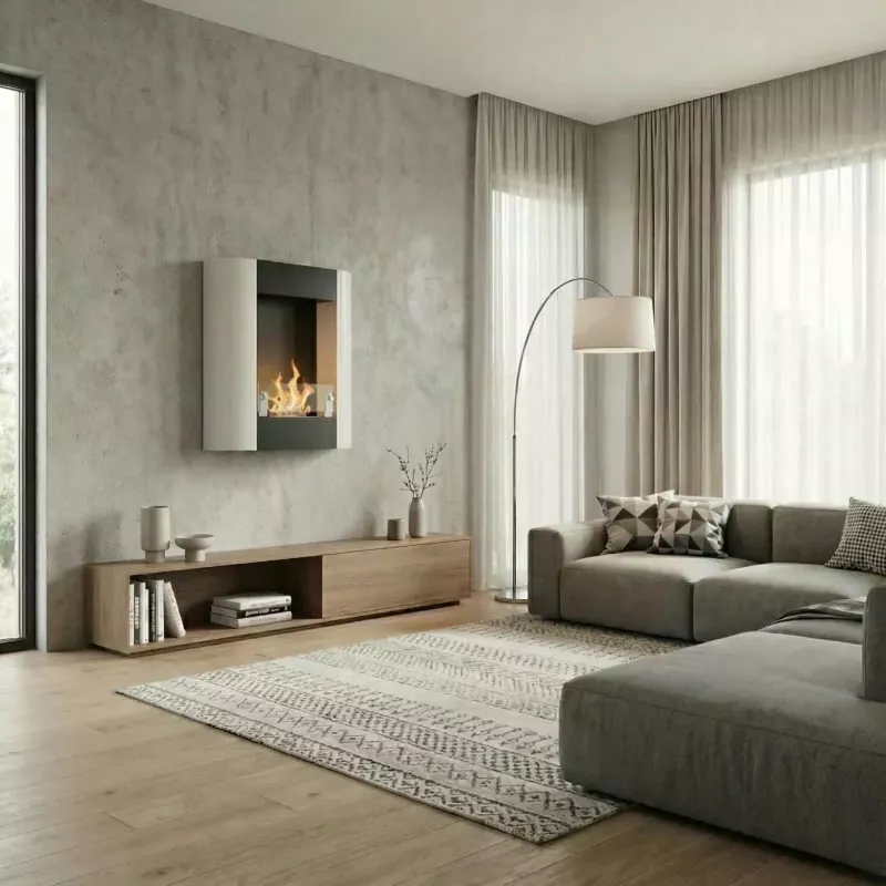 Romaethanol fireplace with two burners