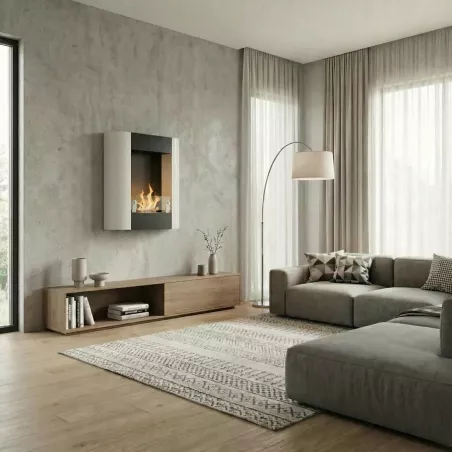 Roma, cheminée bio éthanol murale deux couleurs