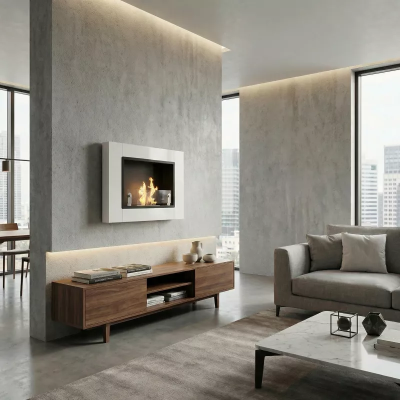 poêle mural 1 brûleur à éthanol Angel Couleur Blanc