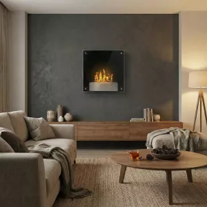 Petit foyer mural bio Squarebox, 2kW