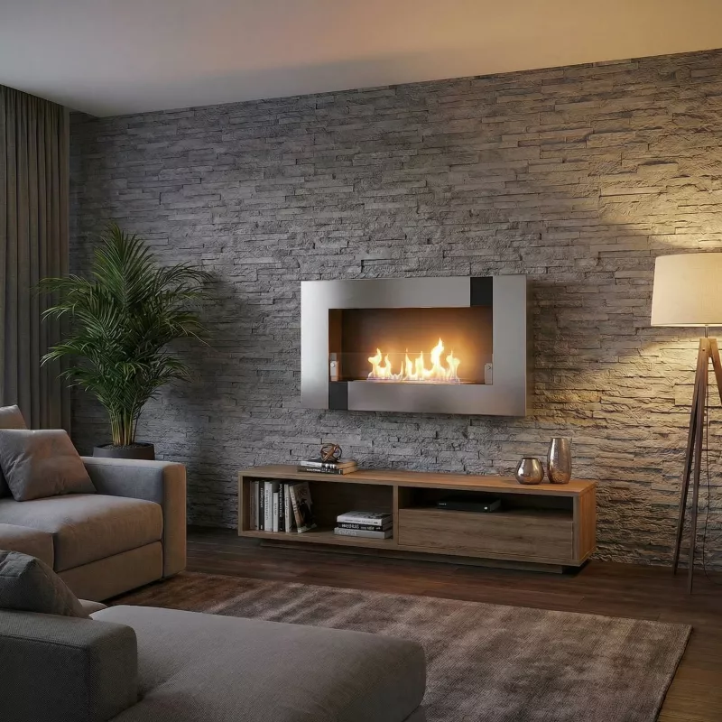 Poêle mural 2 feux Brighton 5.4 kW Couleur Inox brossé