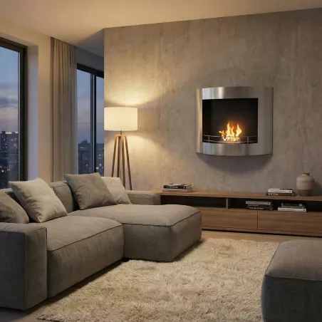 Cheminée murale inox ronde Harminox Couleur Inox brossé Option Grille de protection