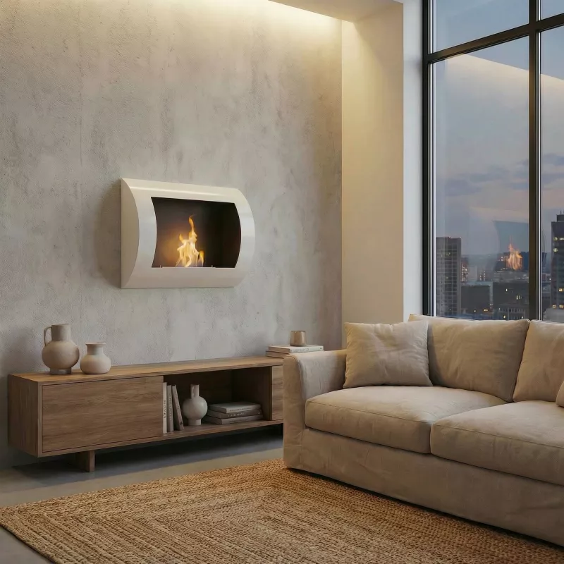 Petit poêle mural arrondi Solo 2000 watts Couleur Blanc