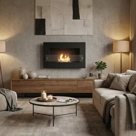 Mini poêle bio ethanol mural Verona Couleur Noir