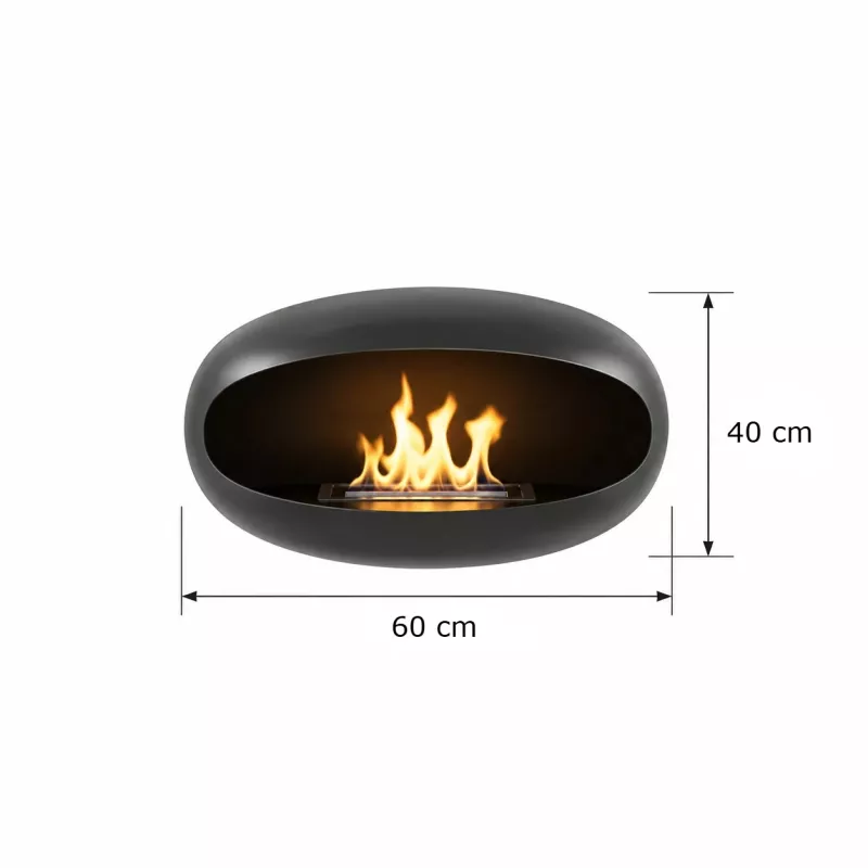 Cheminée éthanol Marbella suspendue – Forme ovoïde Hauteur H. 65 cm - Tube 25 cm