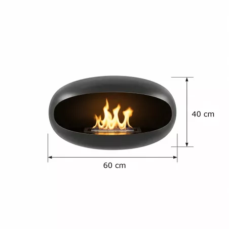 Cheminée éthanol Marbella suspendue – Forme ovoïde Hauteur H. 65 cm - Tube 25 cm
