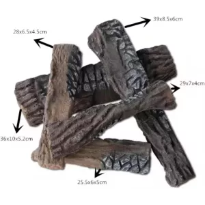 Set of 5 ceramic logs