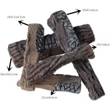 Set of 5 ceramic logs